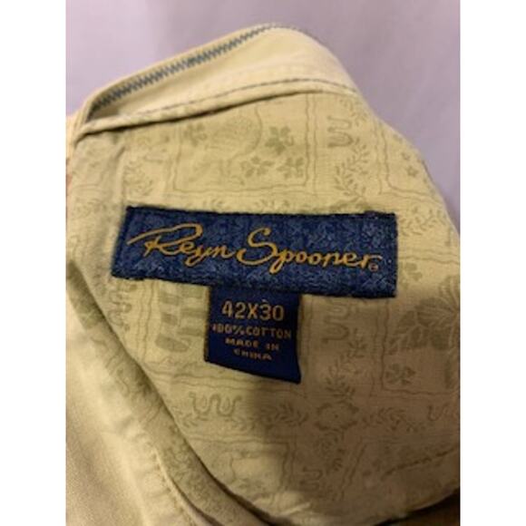 Reyn Spooner Tan Straight Leg Flat front pant Men's Khaki's 42/30 - Picture 6 of 7